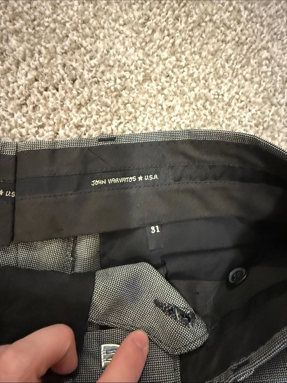 John Varvatos Charcoal Straight-Leg Dress Pants